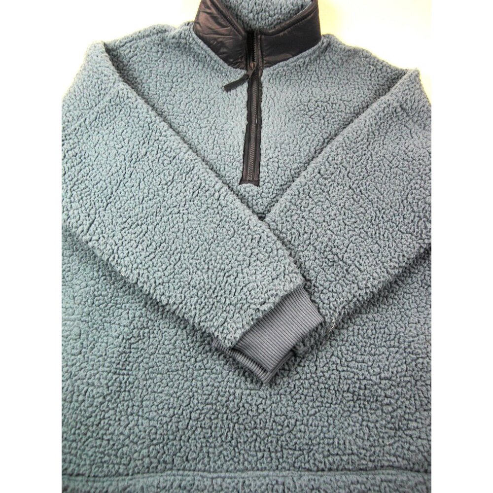 Blue Men's Fleece Half Zip Pullover Sweatshirt Size Large Side Pockets